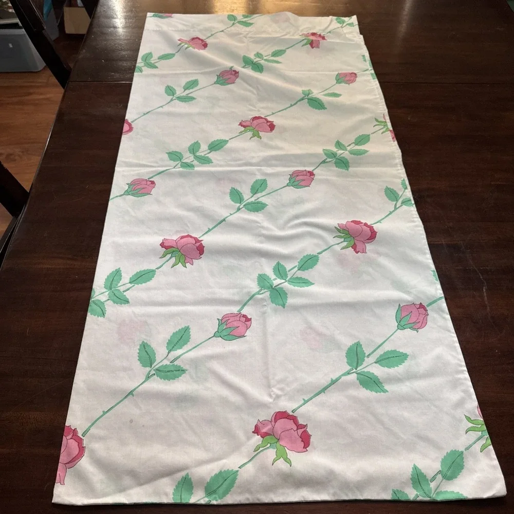 Vintage 70s Wamsutta Pillowcase KING Size Christian Dior Rose Pattern Supercale